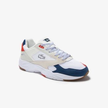 Lacoste Storm 96 LO Textile Sneakers Pánské - Tenisky Bílé / Tmavě Blankyt | CZ-L03zYm